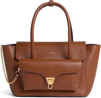 Coccinelle Double Beat Flap Bag - Dames - Handtassen - Bruin - ONE Size - Leer - Tassen