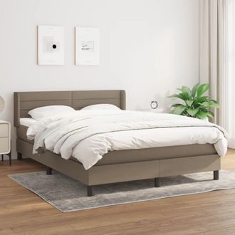vidaXL Vidaxl - Cama Box Spring Con Colch&oacute;n Tela Gris Taupe 140x190 Cm