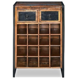 Berkfield Home Wine Rack for 16 Bottles Solid Reclaimed Wood in Brown