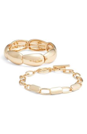 Open Edit Set of 2 Goldtone Bracelets at Nordstrom