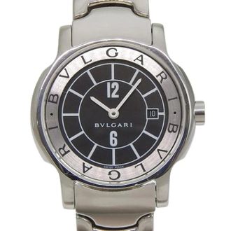 Bulgari Pre-owned Watches, female, Black, Size: ONE SIZE Pre-owned Solo Tempo Stainless Steel Watch