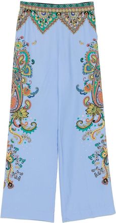 Etro Pantaloni in seta a fiori - Blu