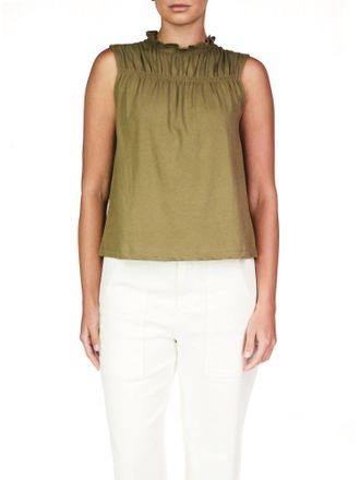Sanctuary Sleeveless Shirred Top In Burnt Olive