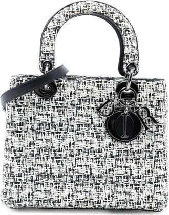 Dior Borsa a tracolla Lady Dior media in tweed 2013 - Bianco
