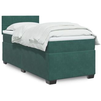 vidaXL Vidaxl - Cama Box Spring Con Colch&oacute;n Terciopelo Verde Oscuro 90x190 Cm