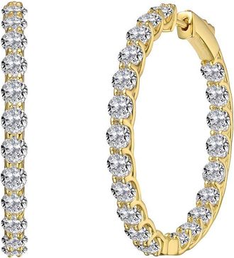 Rachel Glauber 14K Plated Cz Hoop Earrings