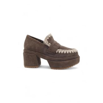 Mou Wedge Moccasin - Dames - Pumps - Bruin - 39 EU - Leer - Schoenen