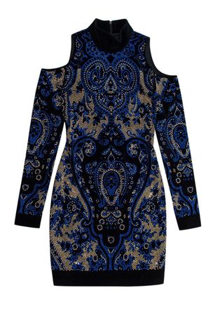 Balmain Cutout crystal-embellished velvet mini dress Size XXS
