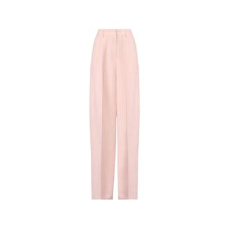 Fabiana Filippi Wide Trousers, female, Pink, Size: XS Fluid Linen and Viscose Trousers