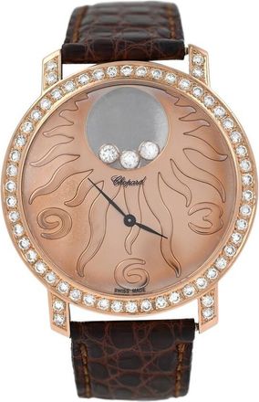 Chopard Pre-owned Chopard Happy Sun Quartz Diamond Rose Gold Dial Ladies Watch 207469-5007