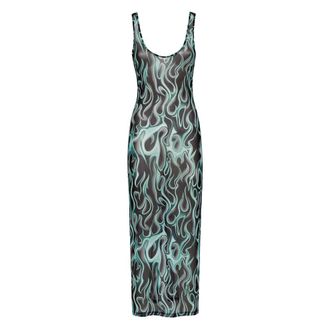 Philipp Plein Tulle Tank Top Lange Jurk Flame - Dames - Feestkleedjes - Veelkleurig - S - Polyester - Kleedjes