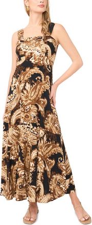 Vince Camuto Print Sleeveless Maxi Dress in Rich Black at Nordstrom, Size Xx-Small