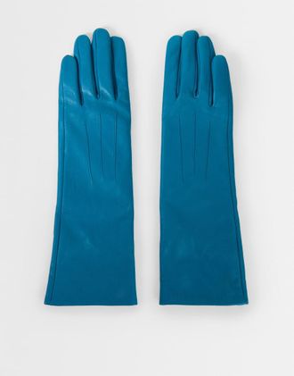 Topshop guanti in pelle Gibson verde petrolio-Blu