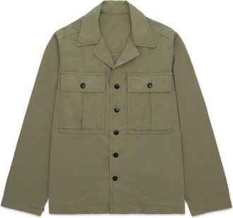 Fortela Solomon Twill Cotton Overshirt in Sage at Nordstrom, Size 54 Eu