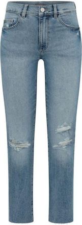 DL1961 Patti High Waist Raw Hem Ankle Straight Leg Jeans in Droplet Distressed at Nordstrom, Size 31