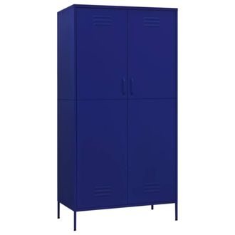 Berkfield Home Wardrobe Navy Blue 90x50x180 cm Steel | Size: 90 x 50 x 180 cm