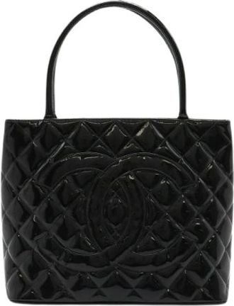 Chanel Pre-owned Matelasse Coco Mark Tote Bag Black - Dames - Vintage Shopper - Zwart - ONE Size - Leer - Vintage