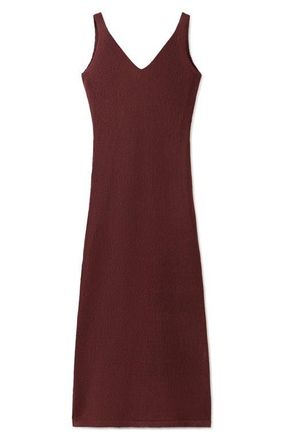 Mango V-Neck Knit Midi Dress in Burnt Orange at Nordstrom, Size 10