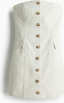 H&M Bandeau-Kleid mit Knopfleiste - Beige