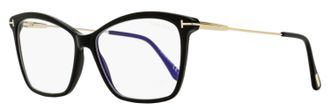 Tom Ford Womens Butterfly Blue Block Eyeglasses TF5687-B 001 Black/Gold 56mm