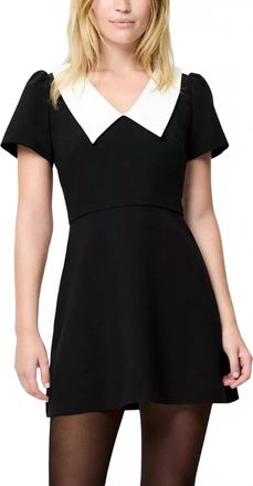 French Connection Azra Combo Carey Short Sleeve Collar Dress In Black/white