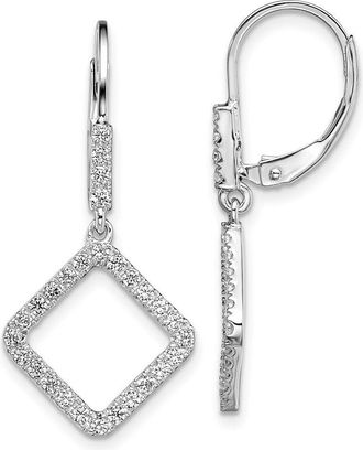 Diamond2Deal 14K White Gold 1/2 ct Lab Grown Diamond Square Leverback Earrings VS Clarity, G-H Color