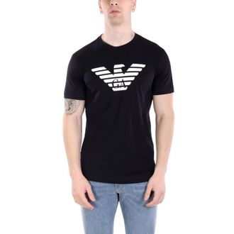 Emporio Armani Pima-jersey T-shirt met logo-opdruk - Heren - T-shirts - Blauw - L - Katoen - Tops