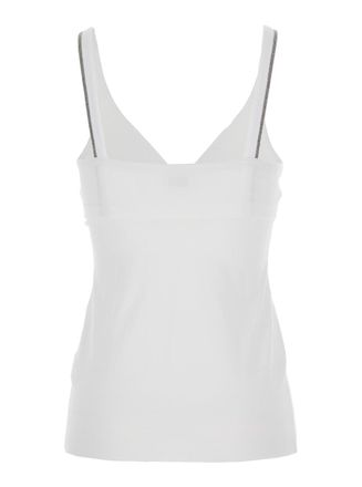 Brunello Cucinelli Womens Tank Top V-Neck Cotton White