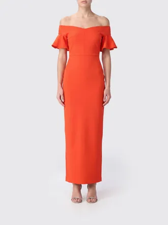 Solace London Long Slim Fit Sheath Dress with Straight Neckline