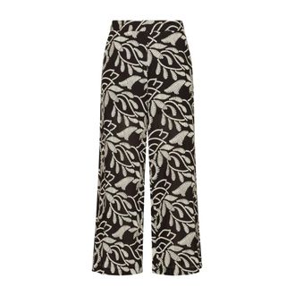 Elena Miro Pantalazzo in voile van katoenmix met all-over borduursel en een losse pasvorm - Dames - Wijde Broeken - Veelkleurig - 3XL - Katoen - Broeken