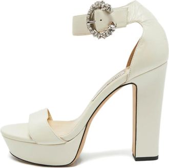 Jimmy Choo London Sandali con cinturino alla caviglia e cristalli - Toni neutri