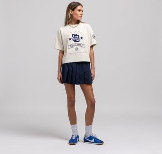 Mitchell & Ness Womens Mitchell & Ness Cream San Diego Padres Cooperstown Yacht Rock Boxy Cropped T-Shirt at Nordstrom, Size Xx-Large