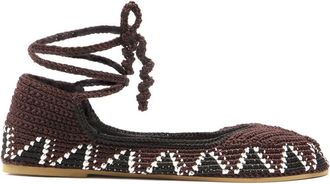 Kashura Crochet Ballerina Flats - Burgundy - 38 (IT38 / UK5)
