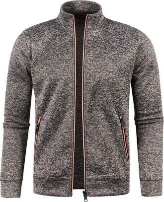 Generic Fleece Sweatshirts for Men Uk - Mens Zip Up Tops No Hood with Pockets Casual Jumpers Stand Collar Sweater Long Sleeve Gym Pullover Tops Lightweight Ou
