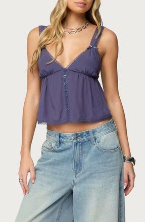 Edikted Andea Babydoll Camisole Top in Navy at Nordstrom, Size X-Small