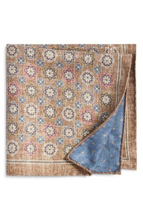 Nordstrom Double Print Silk Pocket Square in Brown at Nordstrom