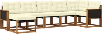 vidaXL Conjunto De Sof&aacute;s De Exterior 7 Uds. Natural Y Crema Vidaxl