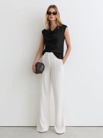 Reiss Black Silk Cowl-neck Sleeveless Top, 18