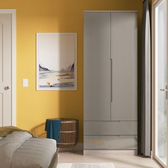 Welcome Furniture Cannes Ready Assembled 2 Door 2 Drawer Wardrobe in Grey Gloss & Grey Oak - Welcome Furniture | TJ Hughes