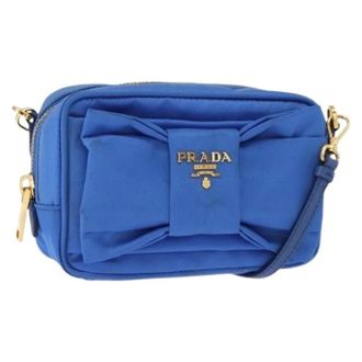 Prada Pre-owned Cross Body Bags, female, Blue, Size: ONE SIZE Pre-owned Vintage Nylon Shoulder Bag