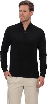 Profuomo Hoodies & sweatvesten, Heren, Zwart, XL, Heren Truien & Vesten Pullover Half Zip Extrafine Merino