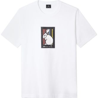 Paul Smith Regular Fit Rabbit Organic Cotton Graphic T-Shirt in White at Nordstrom, Size Xx-Large