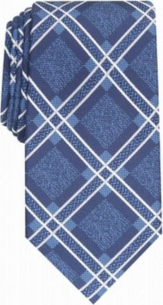 Perry Ellis Mens Denner Classic Plaid Tie Navy Size Regular