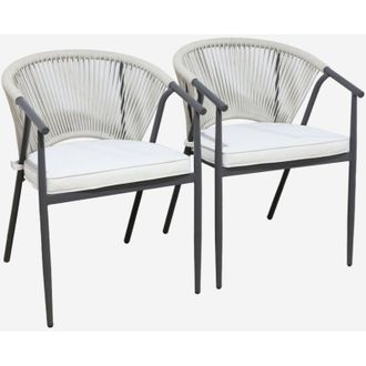 Sweeek Set 2 sedie da giardino impilabili in acciaio e corde