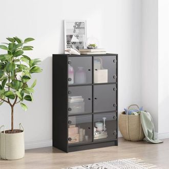 Berkfield Home Highboard with Doors Black 68x37x109 cm Engineered Wood | Size: 68 x 37 x 109 cm