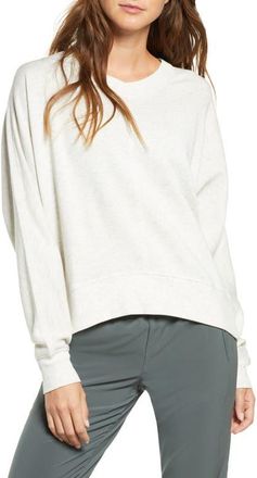 Zella Carey Crew High/Low Sweatshirt in Ivory Grey Heather at Nordstrom, Size Xx-Large