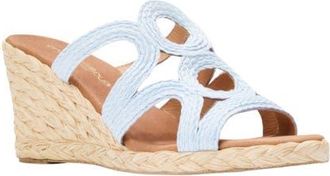 Andr&eacute; Assous Neena Espadrille Wedge Sandal in Sky Blue Raffia at Nordstrom, Size 10