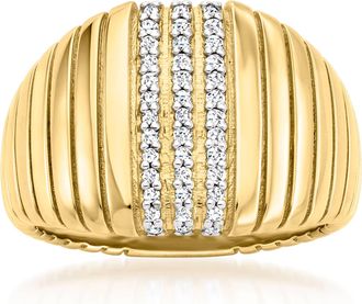 Ross-Simons Diamond Ribbed Ring in 18kt Gold Over Sterling