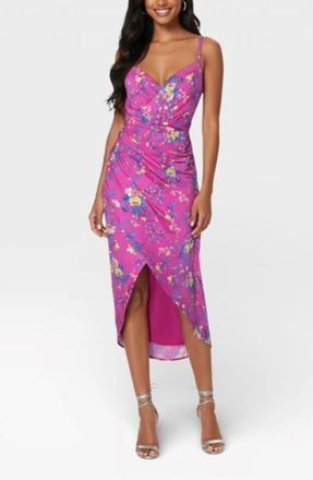 Rachel Roy Bree Printed Wrap Midi Dress in Plum Ditsy Floral at Nordstrom, Size X-Large