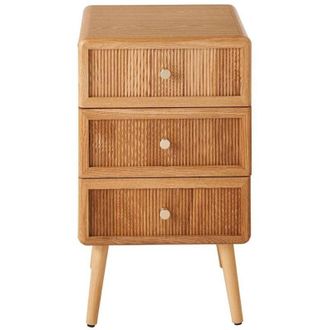 Calicosy Calicosy - Mesita De Noche Con 3 Cajones Y Frentes Efecto Listonado H71 Cm - Ava